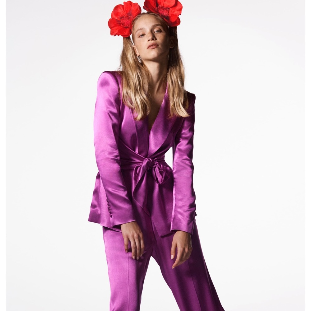 SATIN EFFECT WIDE LEG PANTS